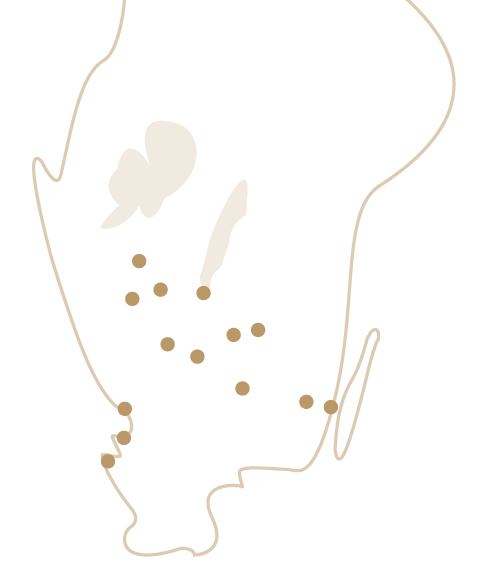 Illustration kartbild över orter där nivika har bostäder